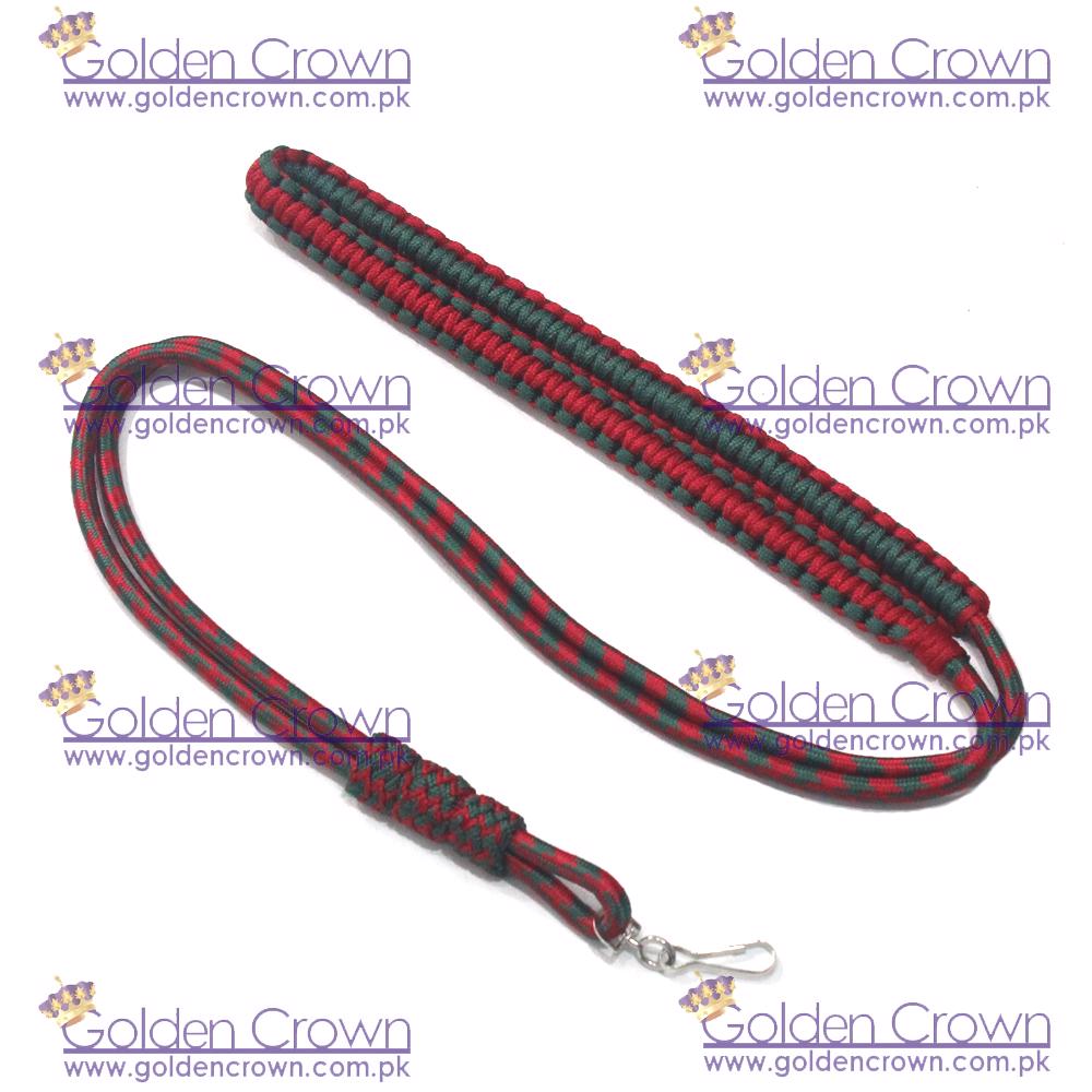 Product image - Military Lanyard, Military Security Officers Uniform Lanyard, Military Pistol Cord Lanyard,  Uniform Shoulder Lanyard, Military Braided Whistle Cord, Military Corded Lanyard, Army Band Lanyard,https://goldencrown.com.pk/products/c1031_Military-Ceremonial-Uniforms-Accessories-Manufacture/c1055_Military-Lanyards-Supplier-Military-Whistle-Cords-Su/i8716_Military-Lanyard-Braid-Whistle-Cord-red-and-Green.aspx